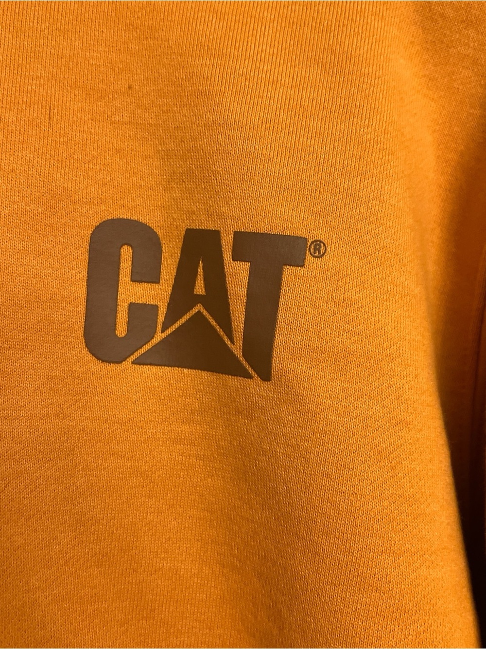 Caterpillar golden Yellow Pullover Hoodie with CAT Chest Logo - Picture 2 of 6